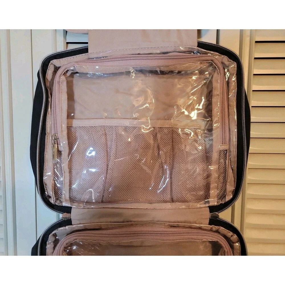 Black Travel Toiletry Bag Hanging Makeup Organizer Cosmetic Case 12